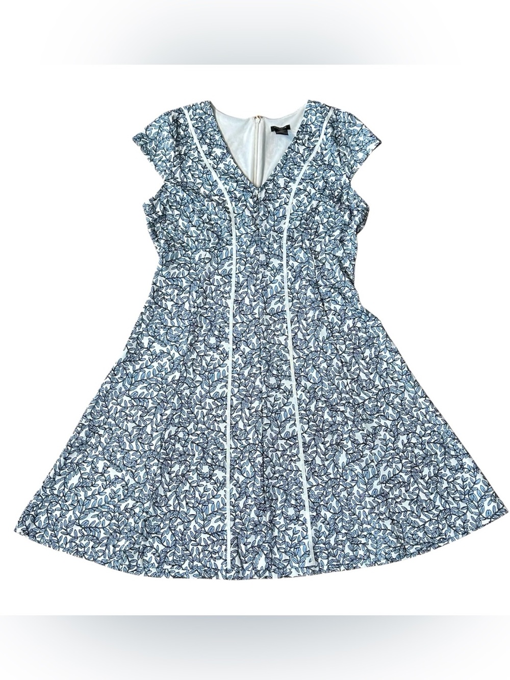 Ann Taylor Petite Blue & White Sleeveless Summer Dress Women Sz 8P Light Flowing
